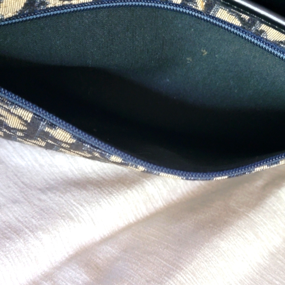 Auth 💞Christian Dior Vintage Navy Jacquard Shoulder Bag W/Adjustable Strap - Picture 7 of 14